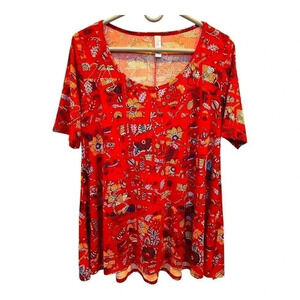 Lularoe‎ Women’s Medium Red Floral Perfect Tee